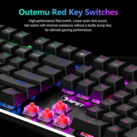 NPET K20 Gaming Keyboard Customizable RGB Lighting Wired Keyboard ...