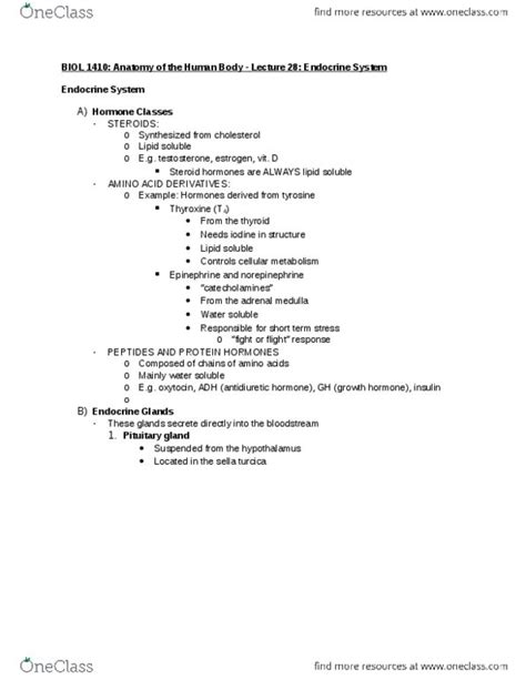 Biol Lecture Notes Fall Lecture Somatostatin Adrenal