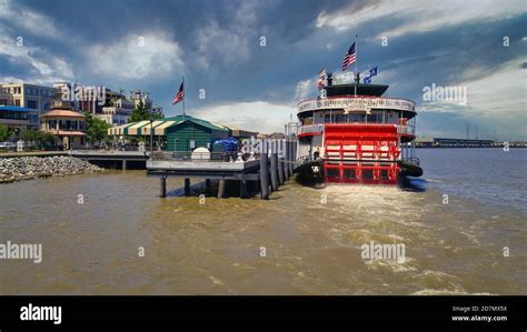 Port Of New Orleans Day Light View Showing The Steamboat Natchez On