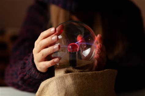 Seer With Magic Ball Performs Ritual Psychic Vision Fortune Teller