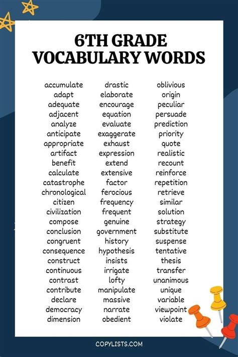 list   grade vocabulary lists artofit