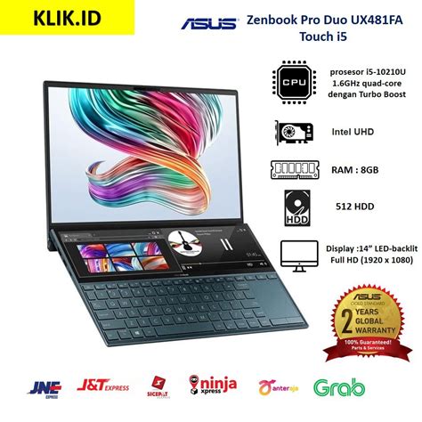 Jual Laptop Terbaru 2020 Asus Zenbook Pro Duo Ux481fa Hj551t Touch I5