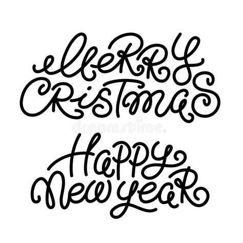 Merry Christmas and Happy New Year Greeting Text Stock Vector