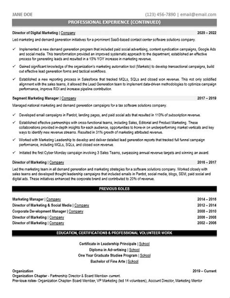 Marketing Director Resume Sample Template