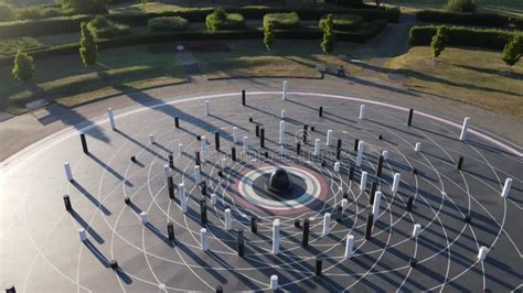 Spinning Aerial of the Spiral Hilltop at the Sydney Olympic Park during ...