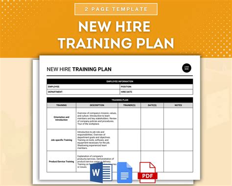 New Hire Training Plan Template | ProBizTemplates