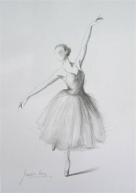 Original Pencil Drawing X On White Paper Of Ballerina By Ewa