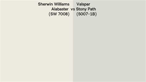 Sherwin Williams Alabaster Sw 7008 Vs Valspar Stony Path 5007 1b Side By Side Comparison