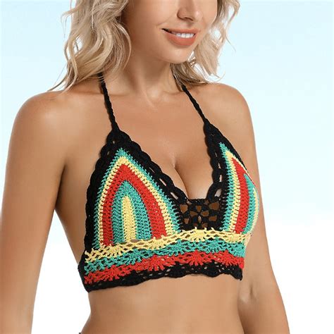 Crochet Bikini For Beach Honeymoon Swim Top Hippy Bra For Pools Spas