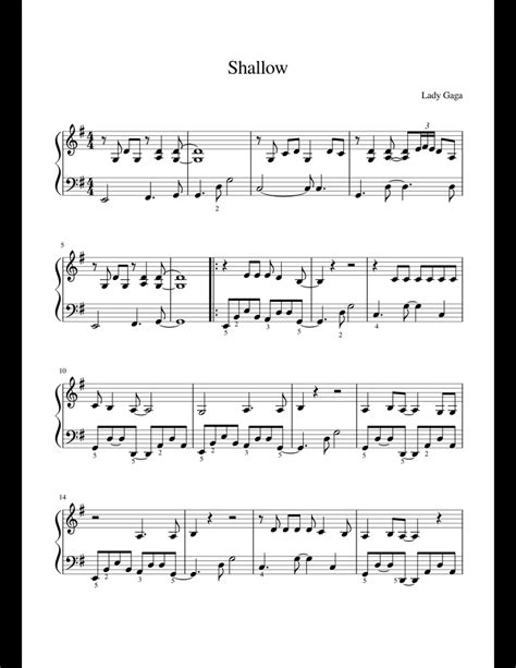 Lady Gaga Shallow Sheet Music For Piano Download Free In Pdf Or Midi