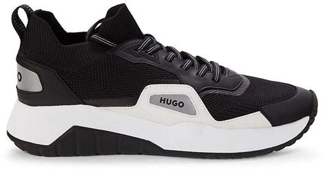 Hugo Atom Mesh Running Sneakers In Black For Men Lyst