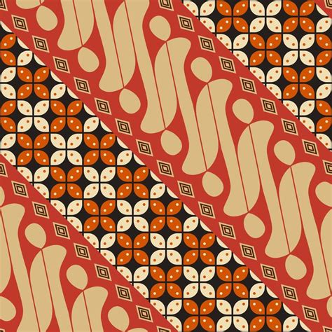 editable indonesian batik mixed motif kawung  parang vector
