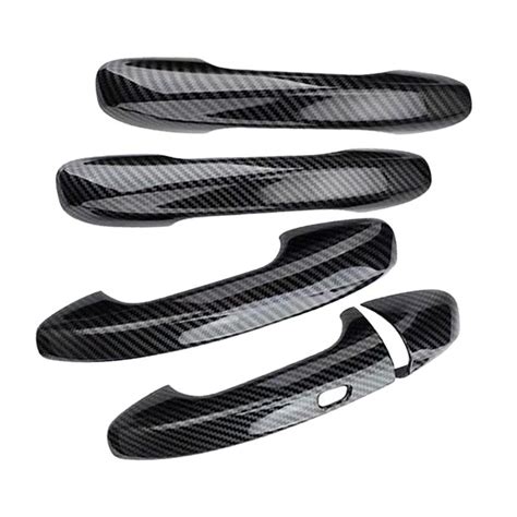 Car Exterior Carbon Fiber Style Door Handle Cover Trim Fit For