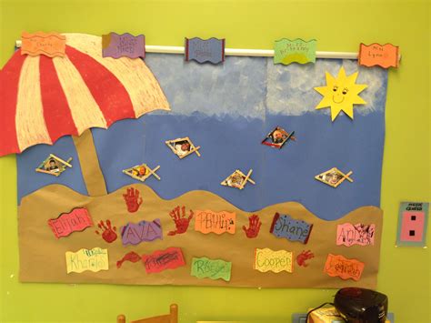 Summer Collage My Pre K Class Is Loving Our Summer Beach Bulletin Board Decorating Beach