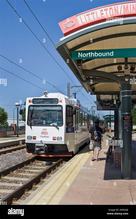 Light Rail train in station Denver CO Stock Photo - Alamy