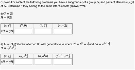 Solved 1 Point For Each Of The Following Problems You Have