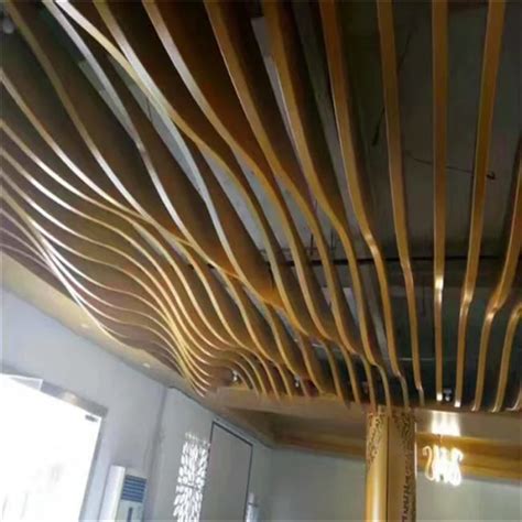 Curved Ceiling Design Eco Friendly Baffle Aluminum Wave Suspended