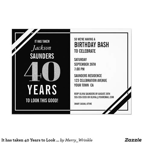 Funny Black And White 40th Birthday Party Invitation Zazzle 40th