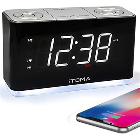 iTOMA Alarm Clock with Bluetooth, FM Radio, Dual Alarm, USB Charger, Wake Light for Bedroom ...