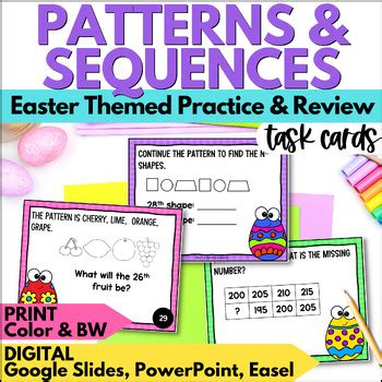 Easter Algebraic Patterns Number Sequences Task Cards Activities For