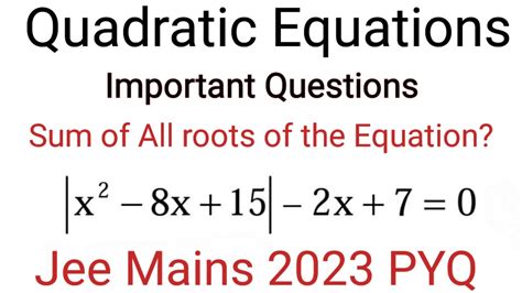 Quadratic Equations Jee Mains 2024 Jee Mains 2024 Quadratic Equations