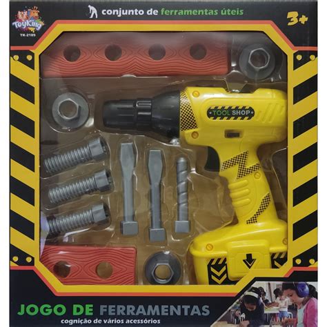 Kit De Ferramentas Parafusadeira Furadeira Brinquedo Infantil Para