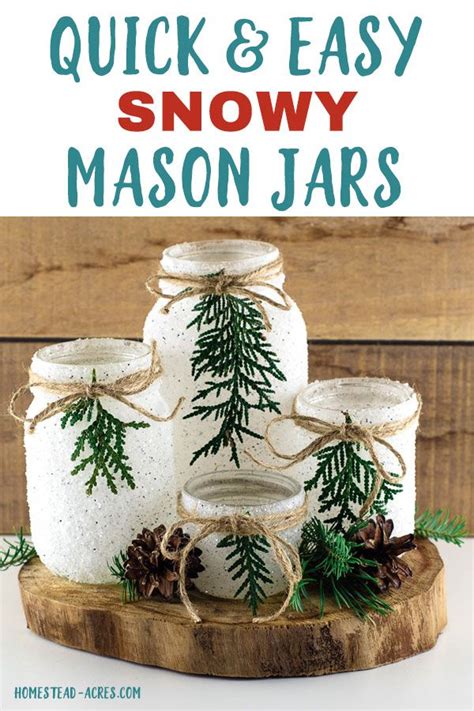 Diy Snowy Mason Jar Luminaries Quick And Easy Mason Jar Crafts Diy