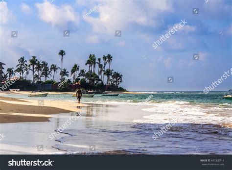 gorgeous moragalla beach morning beruwala sri stock photo