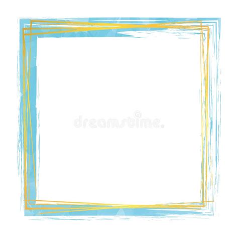 Pincel De Vetor De Aquarela Azul Pintado Quadro Dourado Ilustra O