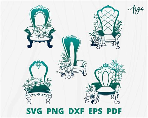 Throne Chair Svg Bundle Throne Chair With Flower Throne Svg Etsy