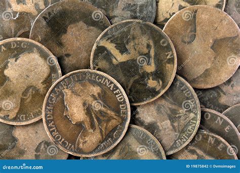 Old Victorian English Pennies Stock Photography - Image: 19875842