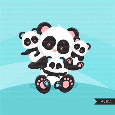 Baby Panda Clipart Bonito panda gráficos de animales Etsy Cute