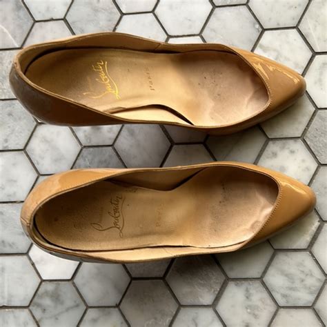 Christian Louboutin Shoes Christian Louboutin Nude Stiletto Peep Toe Cleavage Pump Shiny