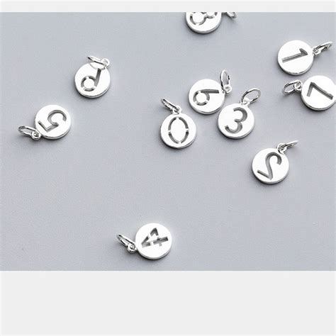 1pcs 10mm Sterling Silver Number Pendants 925 Silver Etsy