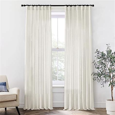 Xtmyi Inches Long Modern Farmhouse Linen Curtains For Living Room