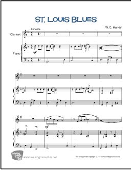 St Louis Blues Handy Easy Clarinet Sheet Music With Piano Acc