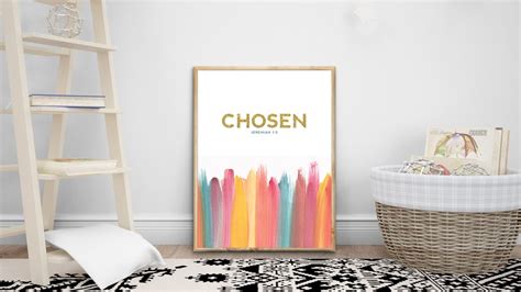 Chosen Colorful Bible Verse Wall Art Uplifing Scripture Art Etsy