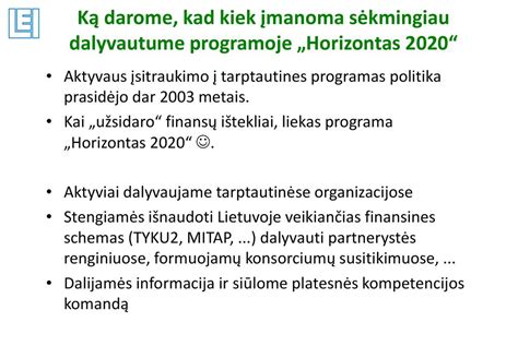 Lietuvos Energetikos Institutas Ir Programa Horizontas Ppt