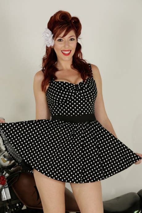 Busty Pinup Redhead Lauren Phillips Strips Down Naked While Posing On Bike CoedCherry