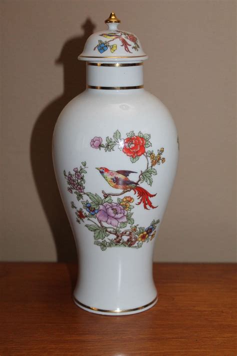 Hollohaza Porcelain Vase With Lid Vintage Hungarian Porcelain Bird Of