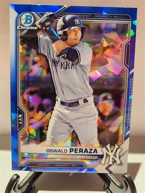 2021 Bowman Chrome Sapphire OSWALD PERAZA RC BCP 50 New York Yankees