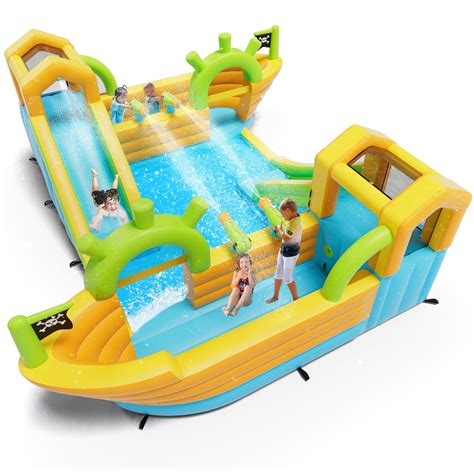 Ktaxon Inflatable Bounce House 2 Pirate Boat Giant Water Slide Bounce