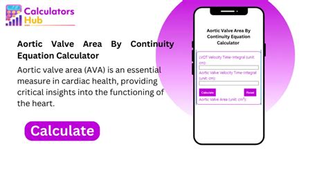 Aortic Valve Area By Continuity Equation Calculator Online