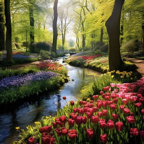 Premium Photo Eternal Spring Stroll Through A Surreal Floral Paradise