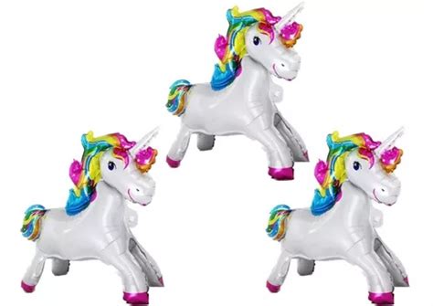 Pack 3 Globos Metalizados Unicornio 3d 55x45 Cms Cuotas sin interés