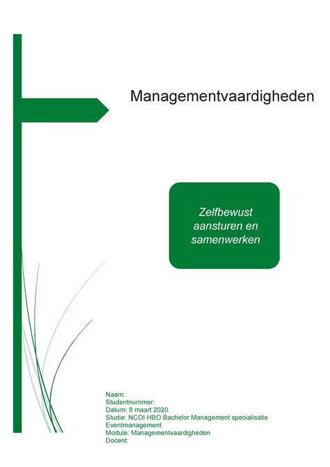 Managementvaardigheden NCOI Managementvaardigheden Naam