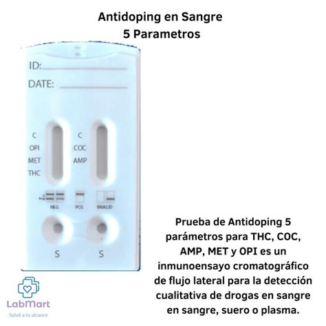 Prueba Antidoping 5 THC COC MET OPI Parámetros en Sangre