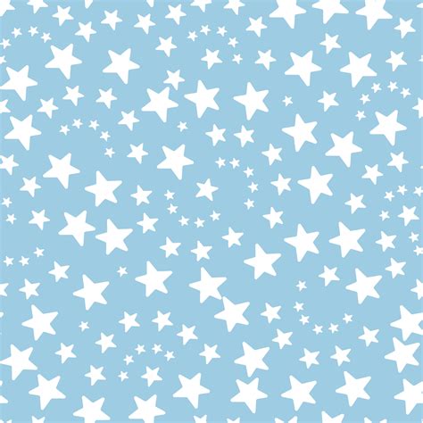 Stars Seamless Vector Pattern Isolated Blue Background Flat Style