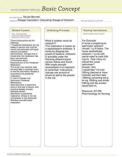 Dosage Calculations Ati Basic Concept Template