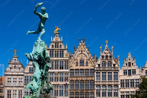 Grote Markt The Main Market Square In Antwerp Belgium With Its